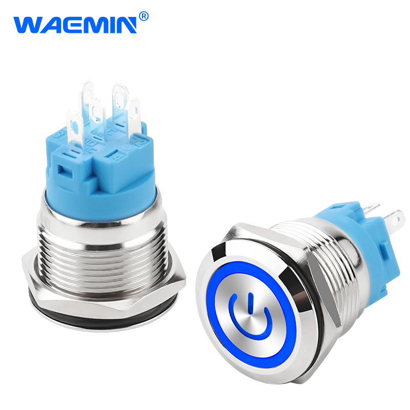 19mm Latching Momentary Push Button Switch for Equipment Metal Push Button Switches With Power Symbol No reviews yet