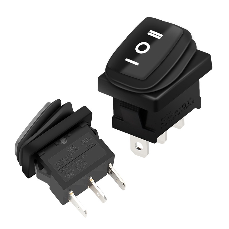 High Quality Rocker ON-OFF-ON Switch 3 Positions Circuits 3pin Rocker Switch Waterproof IP65 Black 12V/24V Rocker Switch