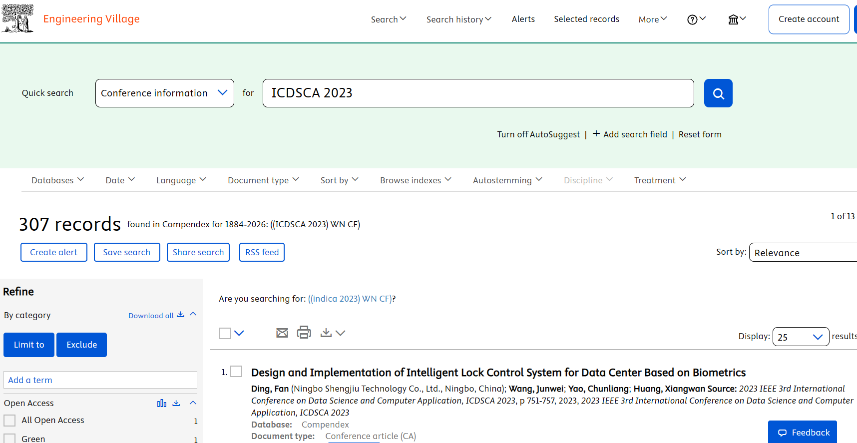 ICDSCA 2023 EI检索