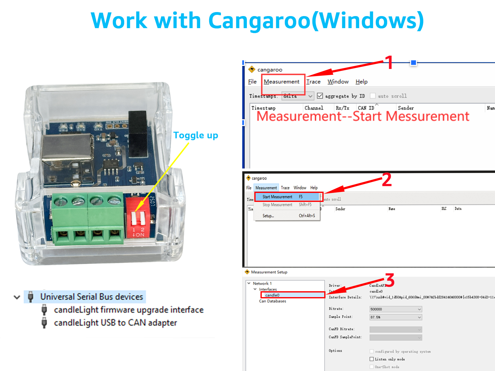 DSD TECH SH-C31G USB-B to CAN Adapter with FD Support Based on Canable 2.0,Compatible with Windows/Linux/MacOS