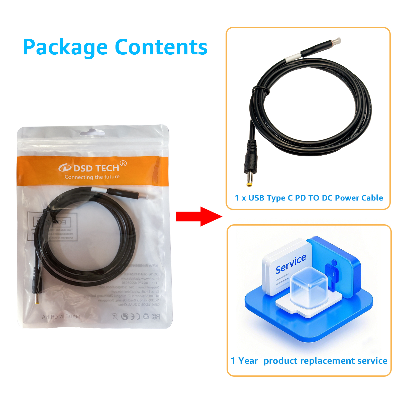 MagicConn SH-CP05C USB Type C PD to DC Power Cable(40x17)-5V