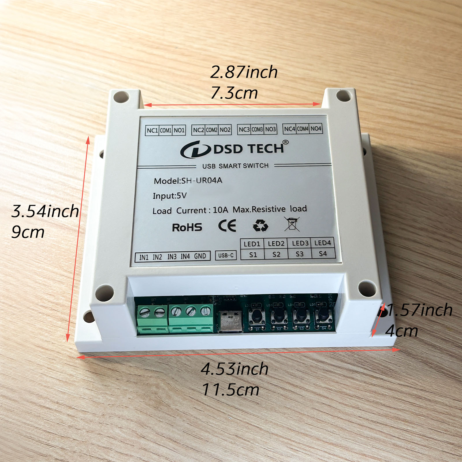 SH-UR04A 4-Channel USB Powered Relay Module for PC & Mac(4CH)