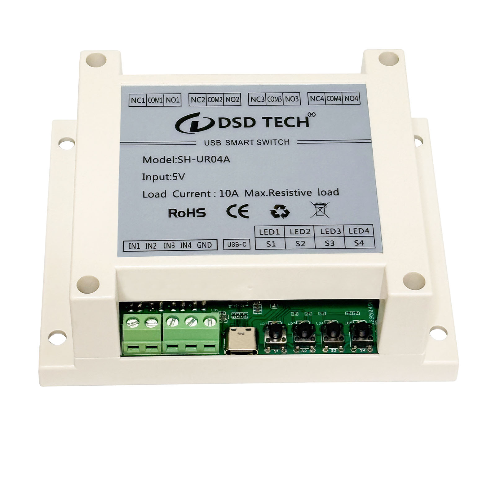 SH-UR04A 4-Channel USB Powered Relay Module for PC & Mac(4CH)