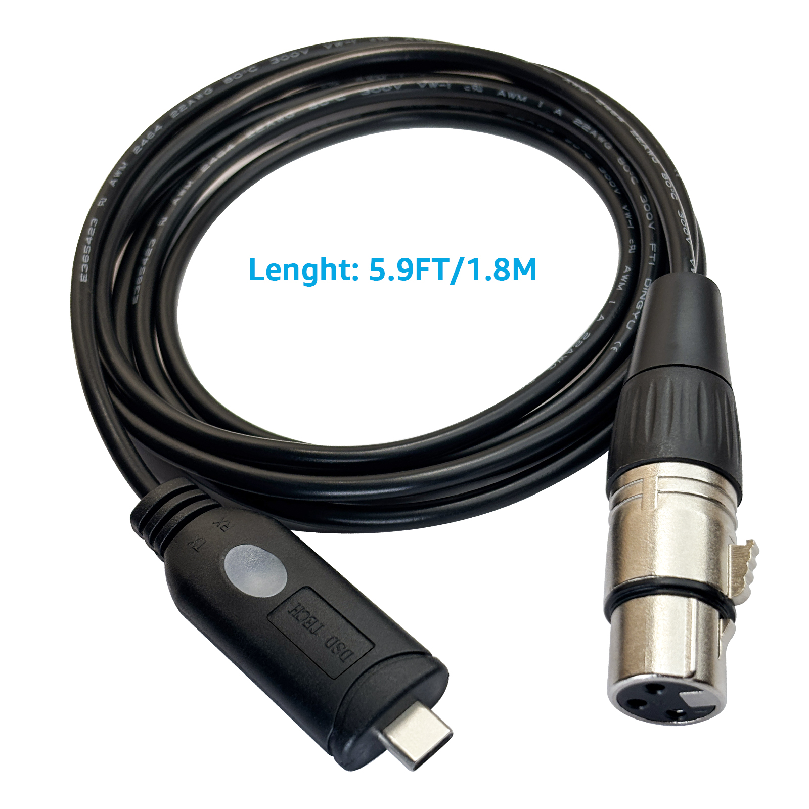 SH-RS09C USB-C to DMX512 Adapter Cable with FTDI Chip Support Freestyler QLC and Pi Open Lighting(1.8M/5.9FT)