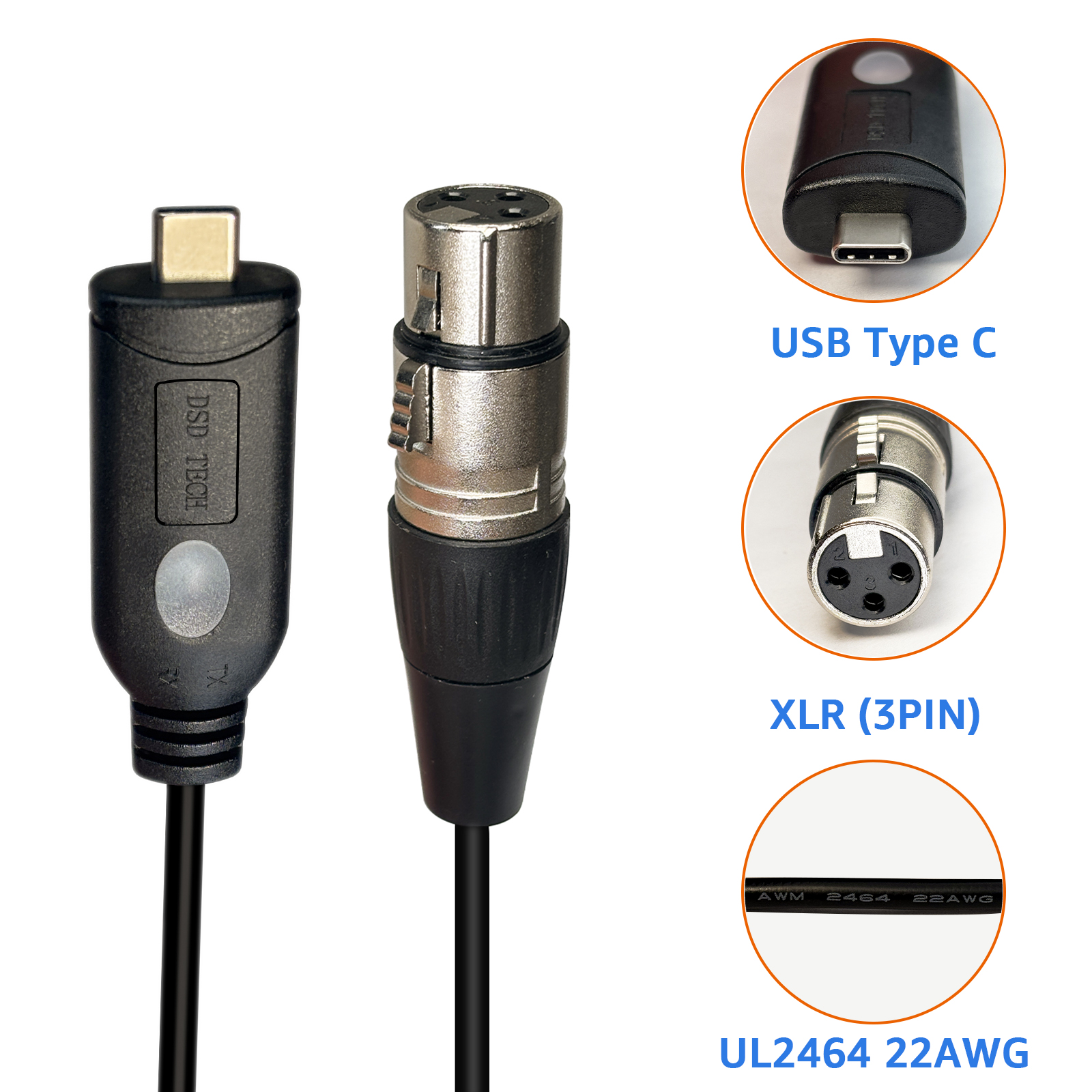 SH-RS09C USB-C to DMX512 Adapter Cable with FTDI Chip Support Freestyler QLC and Pi Open Lighting(1.8M/5.9FT)