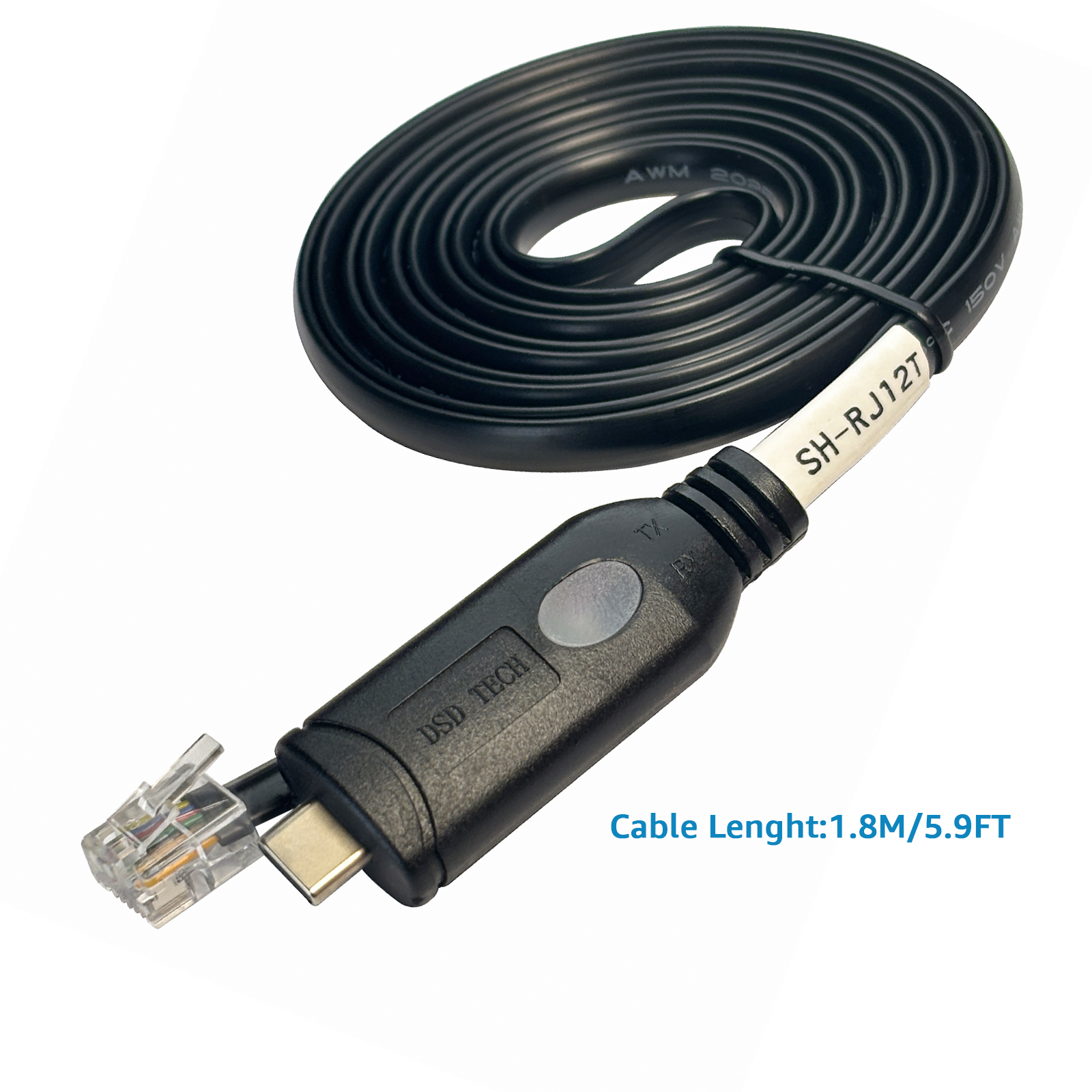 SH-RJ12T USB C to RJ12 6P4C RS232 Serial Cable(1.8M/5.9FT)