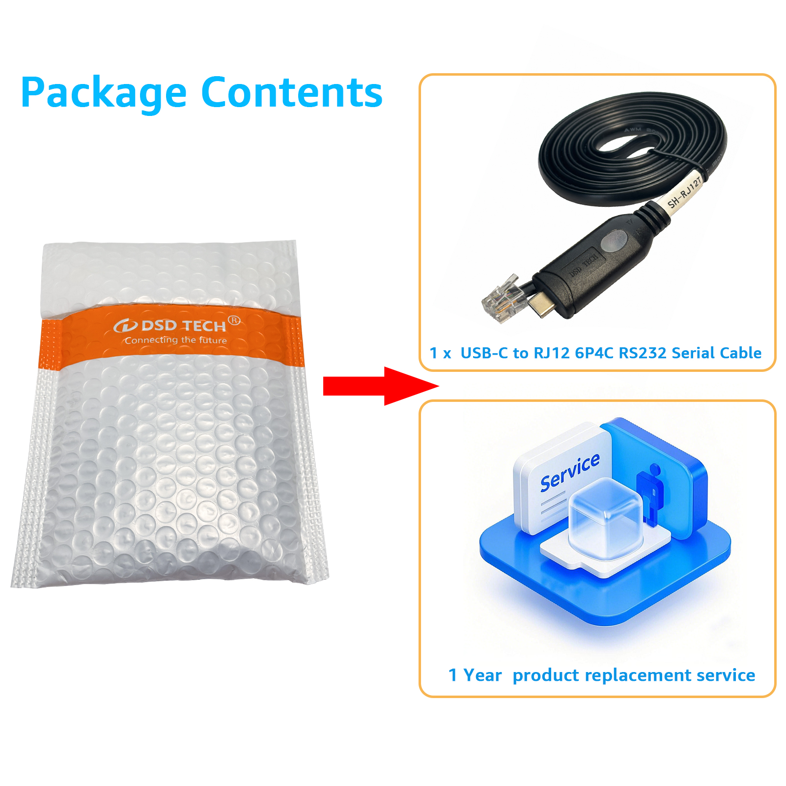 SH-RJ12T USB C to RJ12 6P4C RS232 Serial Cable(1.8M/5.9FT)