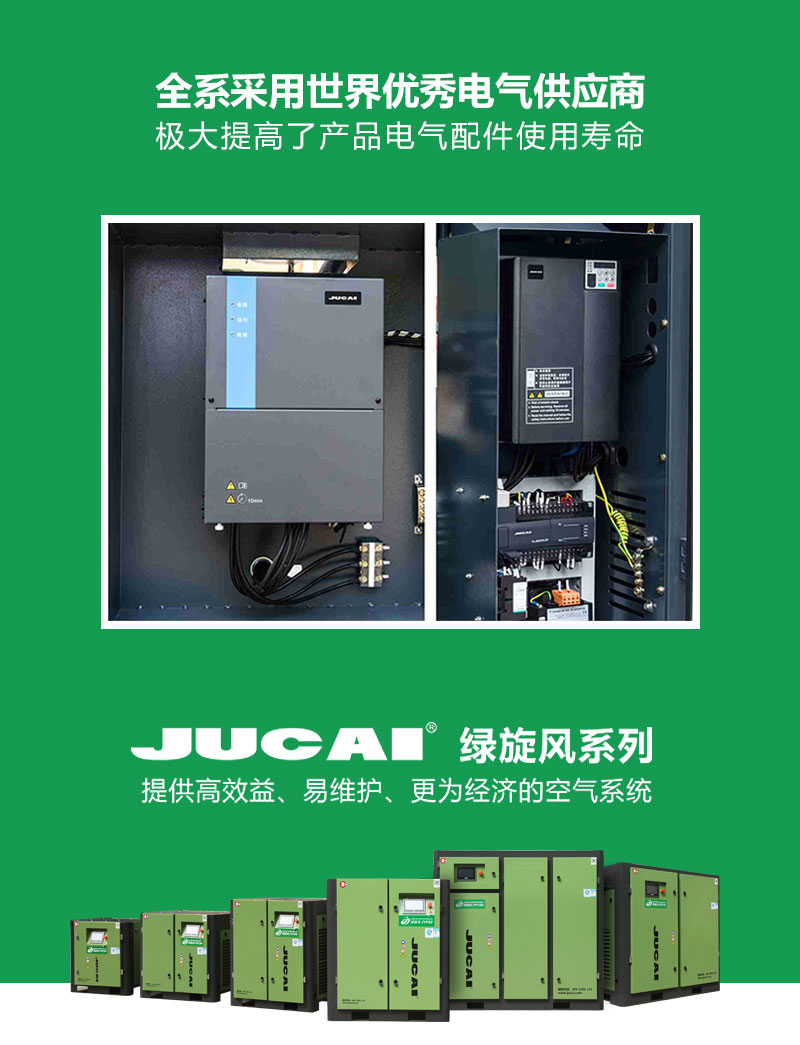 JUCAI 空压机,提供高效率,易维护,经济优惠的空气系统
