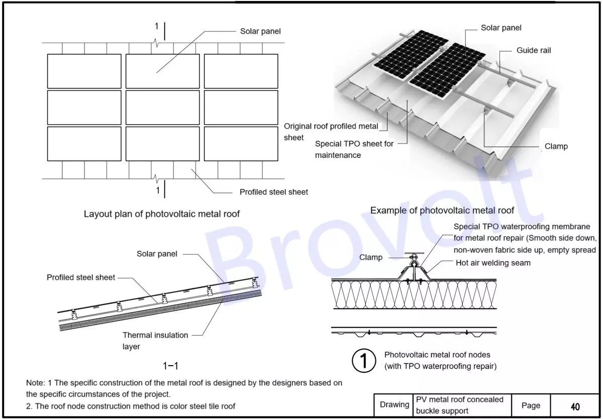 PV metal roof concealed buckle support