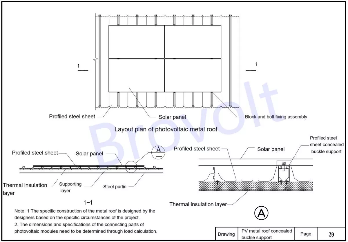 PV metal roof concealed buckle support