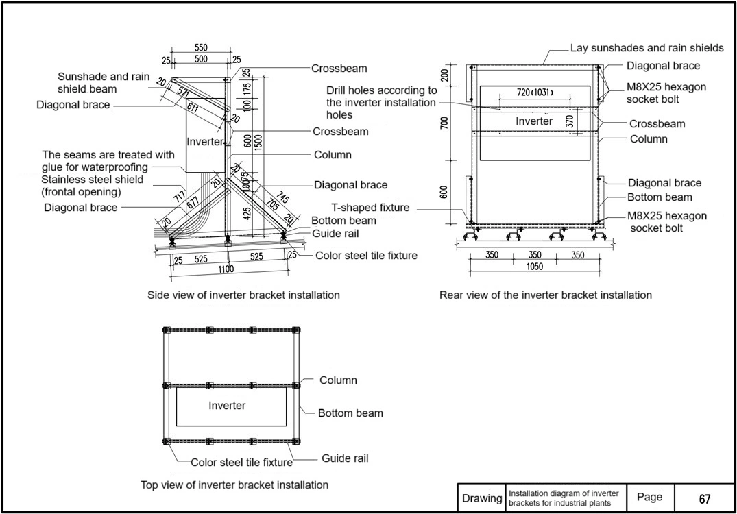 Diagrama de instalación del soporte del inversor