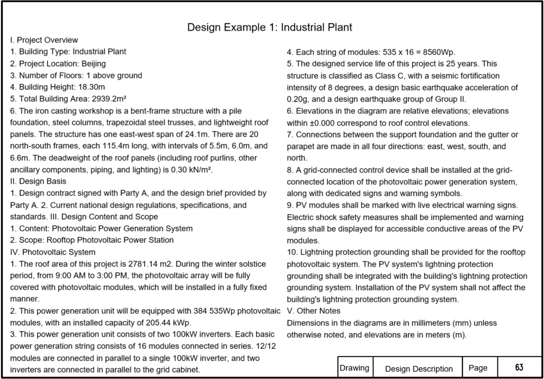 Descripción del diseño del sistema fotovoltaico industrial