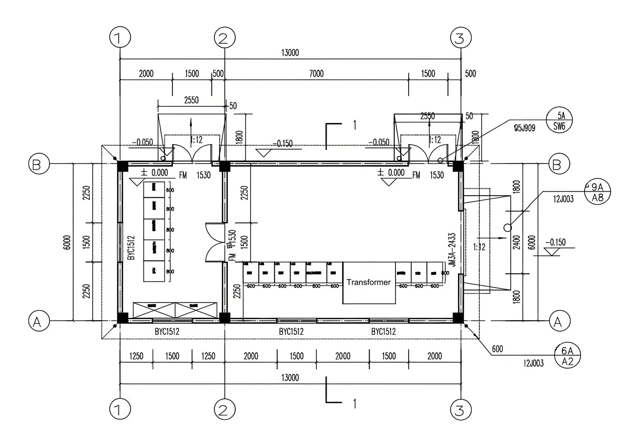 Floor plan of the power distribution room