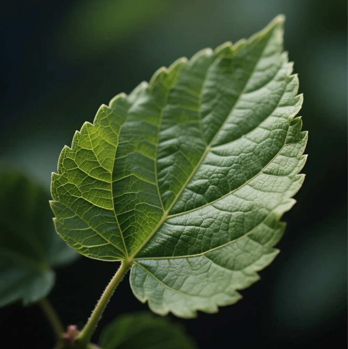 Mulberry leaf is cold in nature, sweet and bitter in taste, friendly to Lung and Liver. It is rich in polysaccharides, flavonoids, polyphenols, and other active compounds. Its primary bioactive components include isochlorogenic acid A, isochlorogenic acid B, isochlorogenic acid C, rutin, isoquercitrin, and astragalin. These components act on targets such as tumor necrosis factor-alpha (TNF-α) and caspases 1/3/8 (CASP1/3/8), regulating signaling pathways related to lipid metabolism, atherosclerosis, cancer, and serotonergic synapses. They exert effects such as lowering blood sugar, anti-aging, and protecting neural and cardiovascular health.  