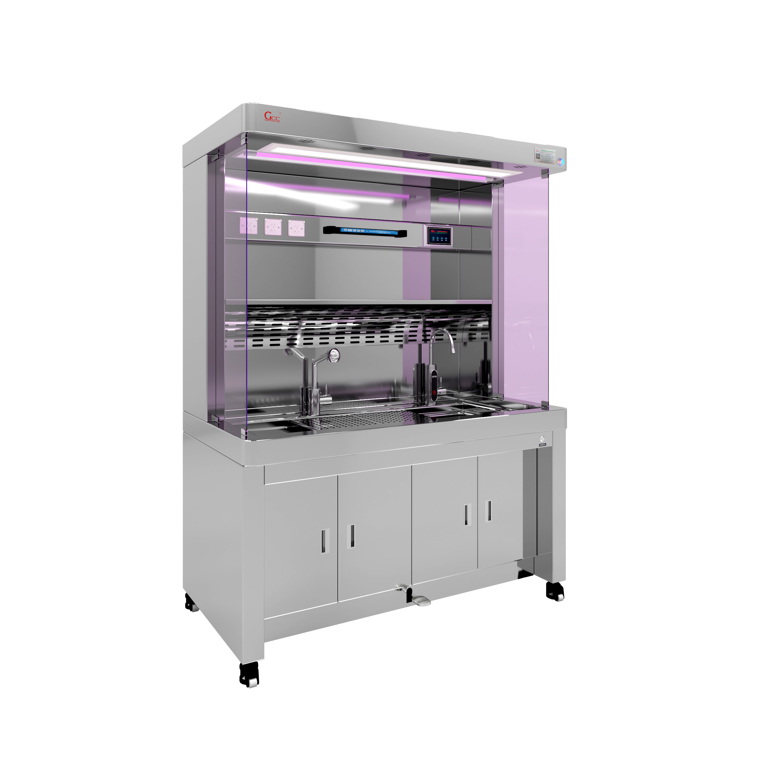 取材臺(tái)帶腳踏測噴淋 - 渲染圖2_