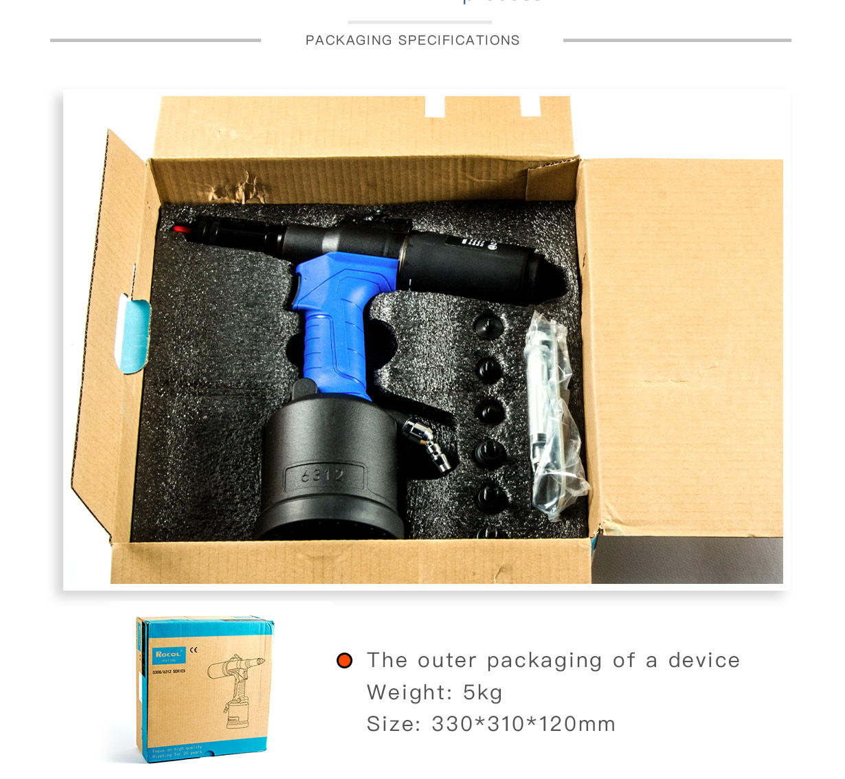 ROCOL 罗哥气动铆螺母枪 RL6312  轻量化工业拉钉枪气动一键螺母铆接枪 工厂正品