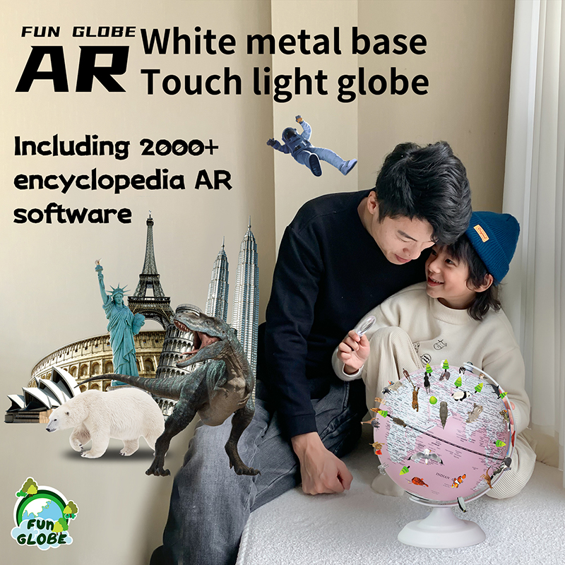 8 inches-White metal base Touch light globe