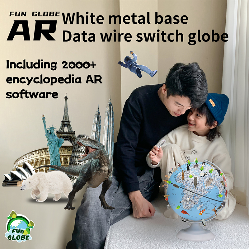 8 inches-White metal base Data wire switch globe