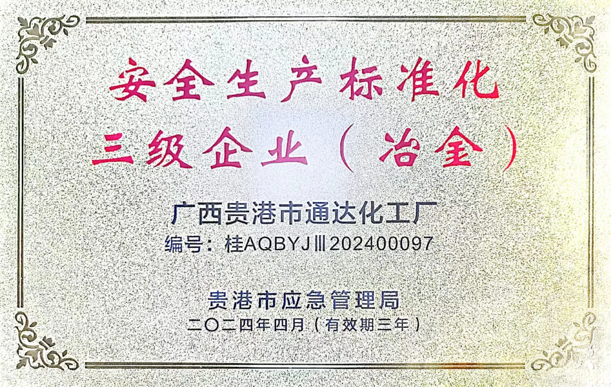 2024年度安全生产标准化三级企业