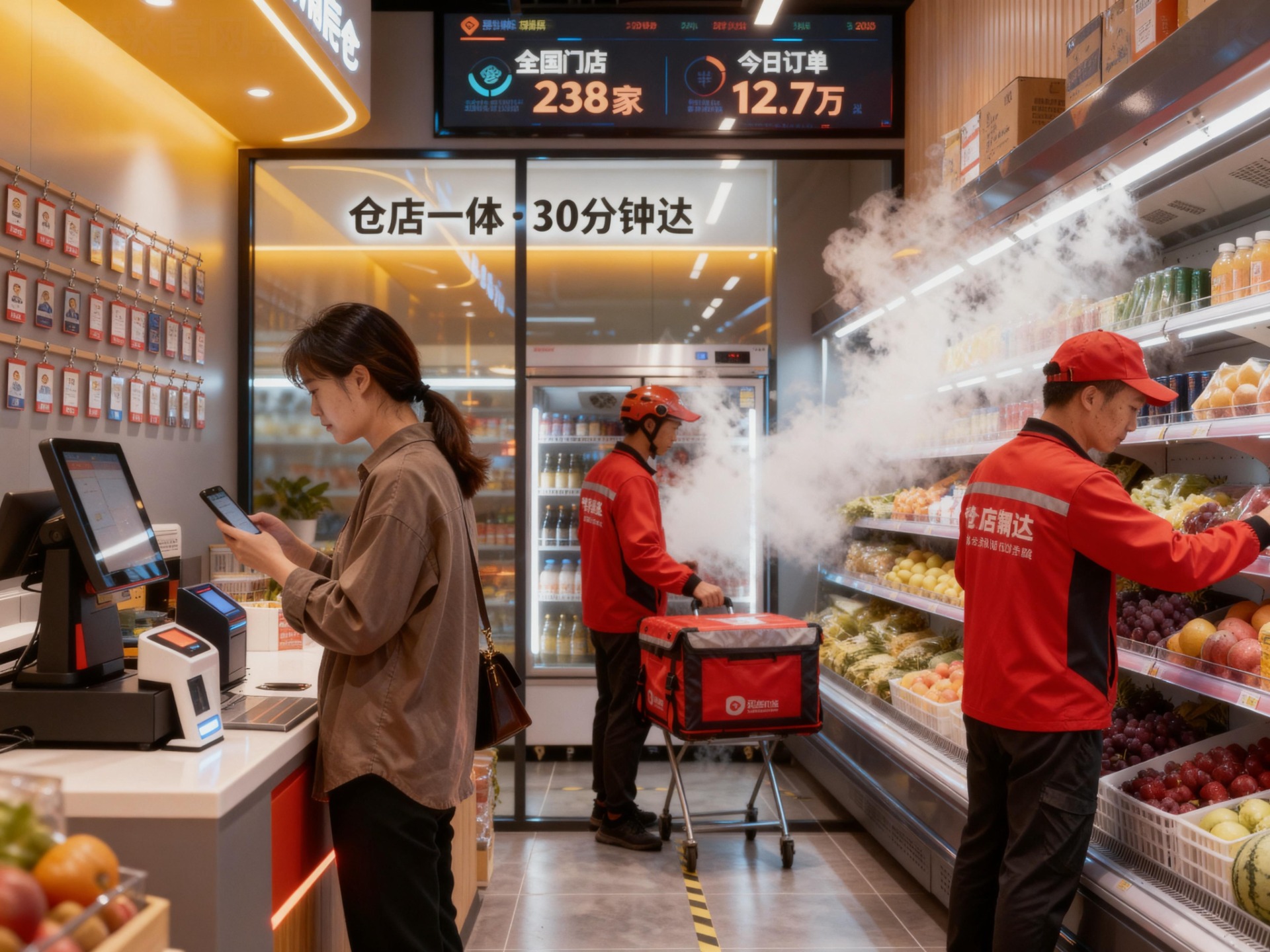 [定位与职能]
作为公司核心业务板块与前端服务接口，该事业部承担直营及加盟门店网络的拓展、日常运营、市场营销及客户服务等职责，是公司业务落地与用户触达的关键枢纽。
[“仓店一体”模式实践]
事业部全面推行“前店后仓”一体化运营模式，集成零售展示与即时配送前置仓功能，有效支持商品高效流转与30分钟极速送达服务。