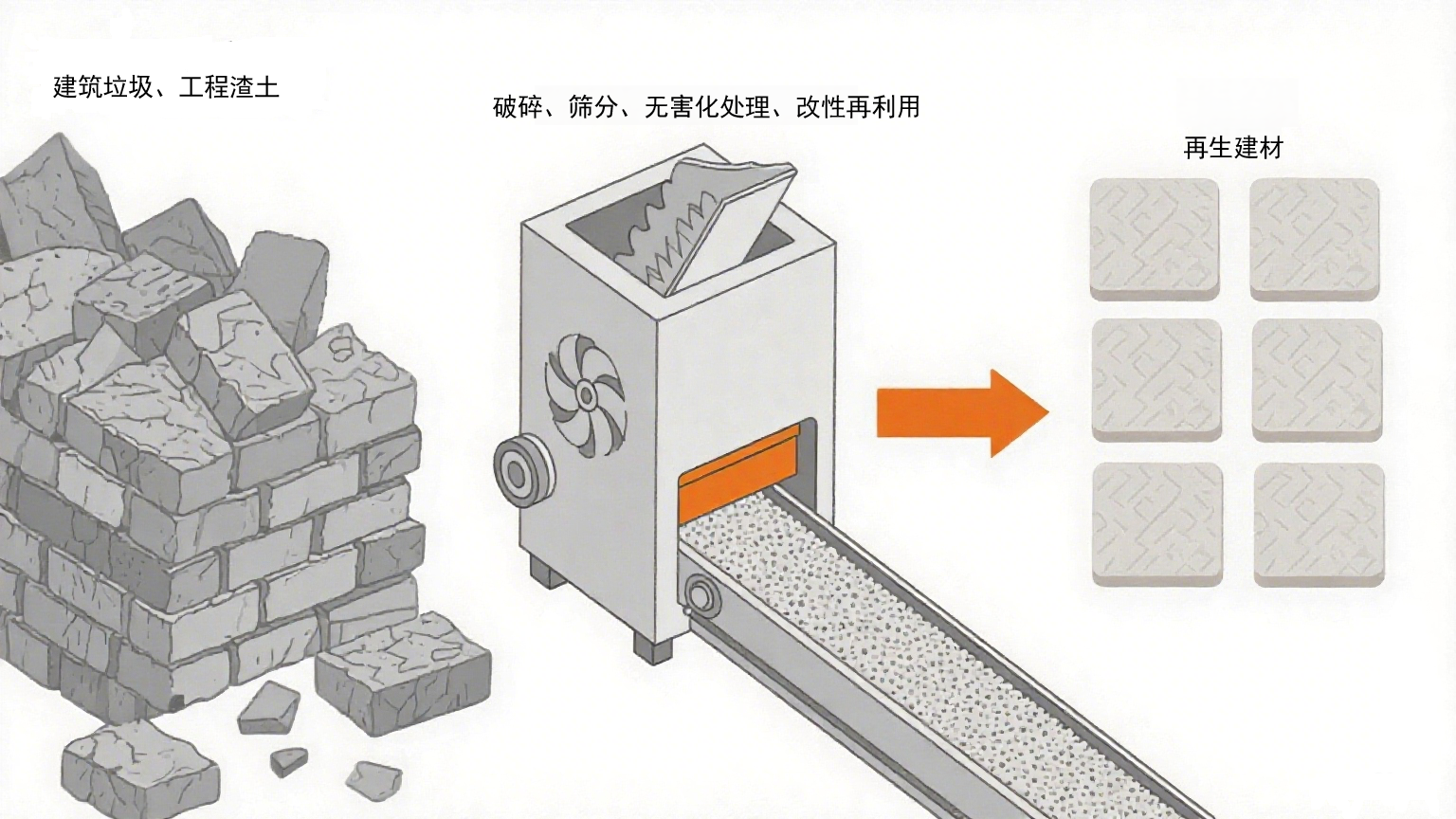 城市固废综合利用生产再生建材。