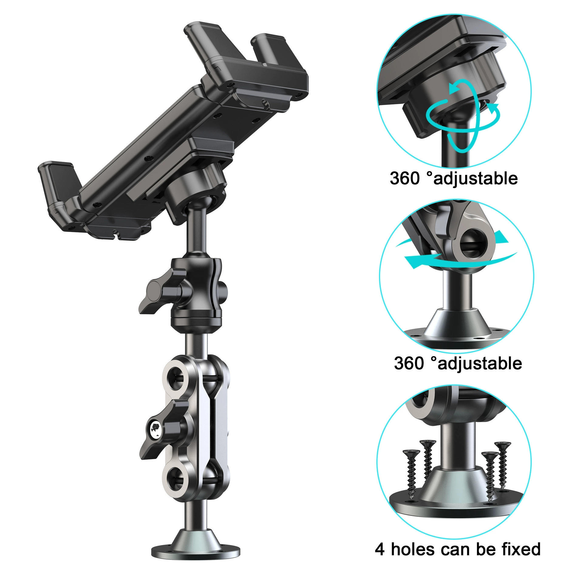Aluminium Alloy Screw Lock Phone and Tablet Holder for Car & Truck