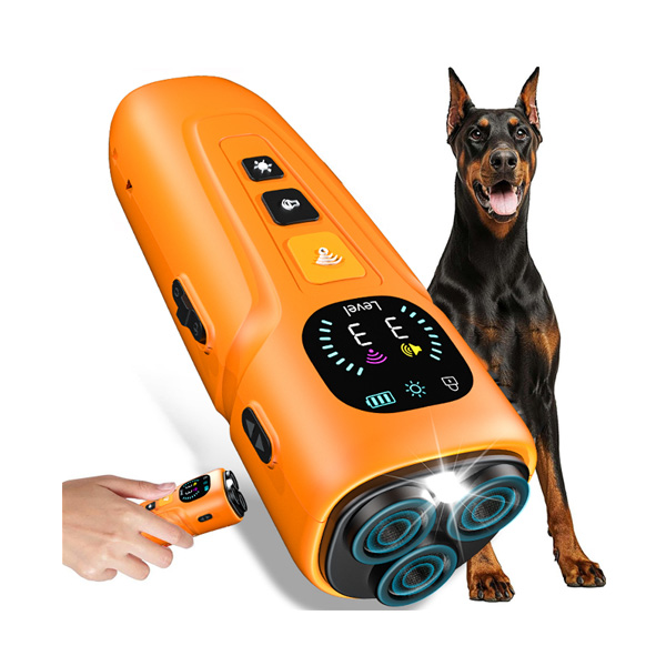 2025新款跨境三头超声波驱狗器止吠器便携式训狗器带灯驱狗器驱狗神器PU12