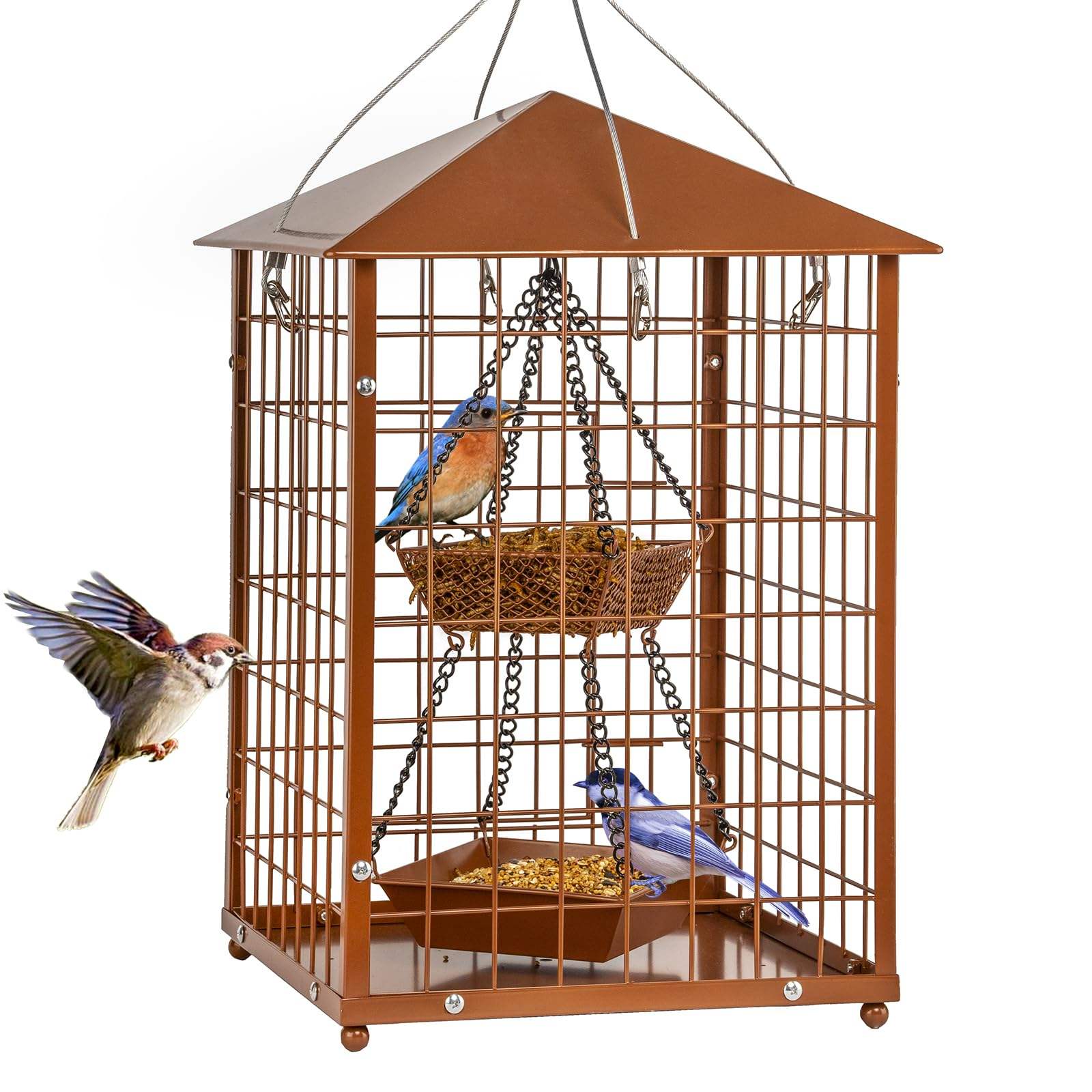 Metal Huge Caged Squirrel proof bird feeder