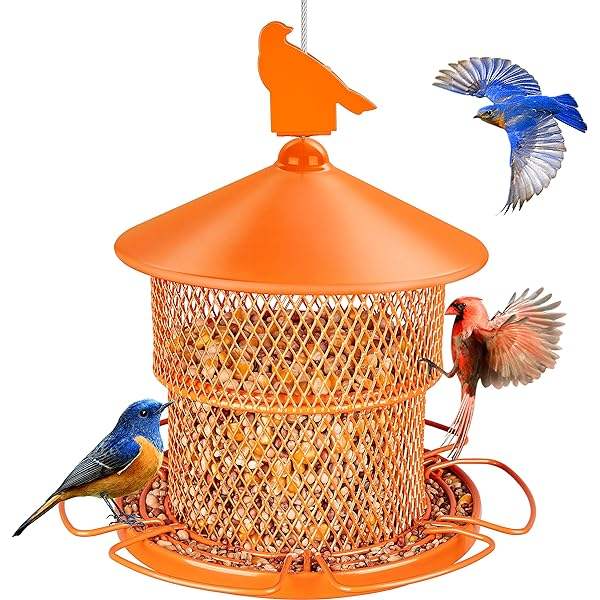 Foldable Iron Nyjer Bird Feeder – 4lb Capacity, Squirrel Resistant, 6 Perches, round