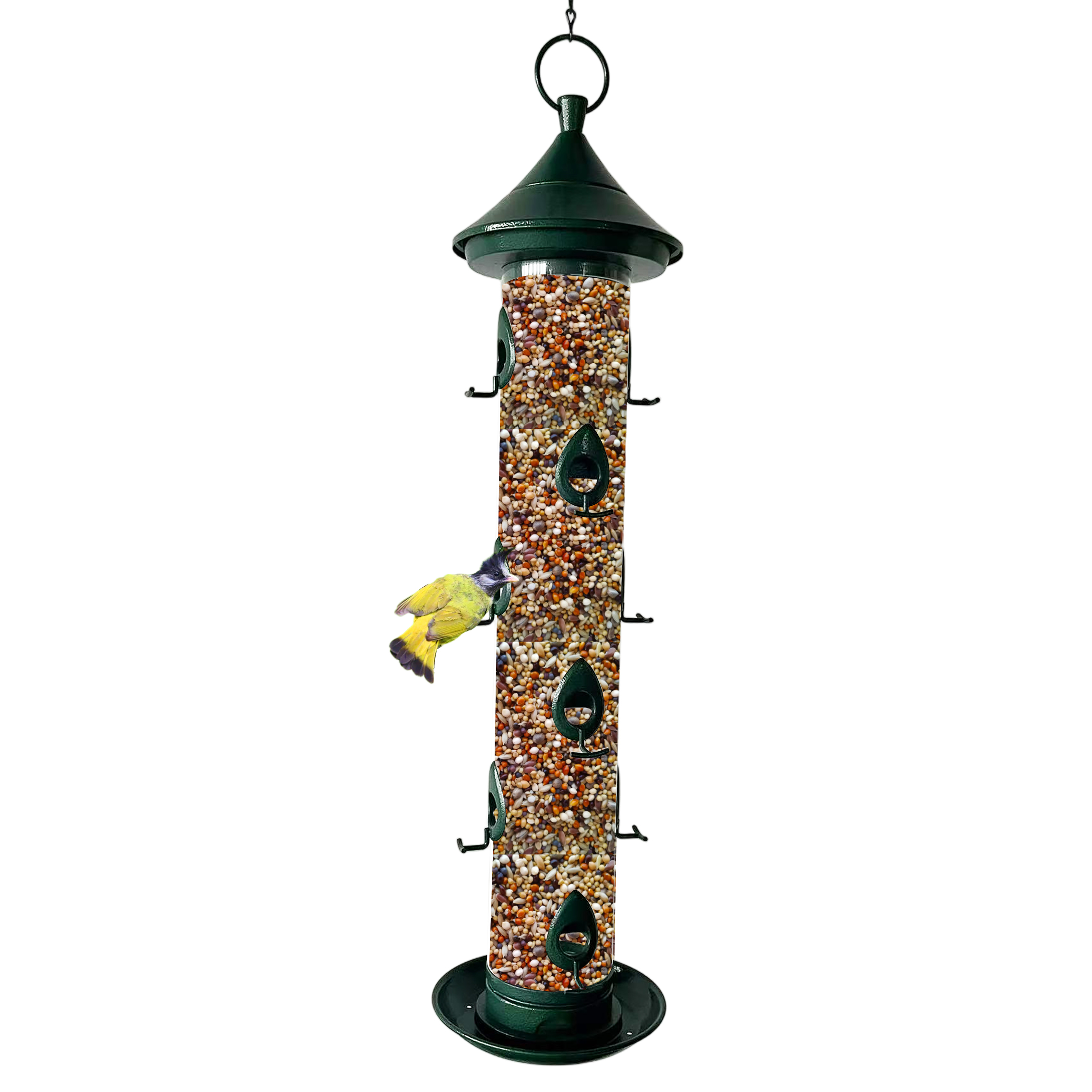 12 perches large capacity squirrel proof tube bird feeder