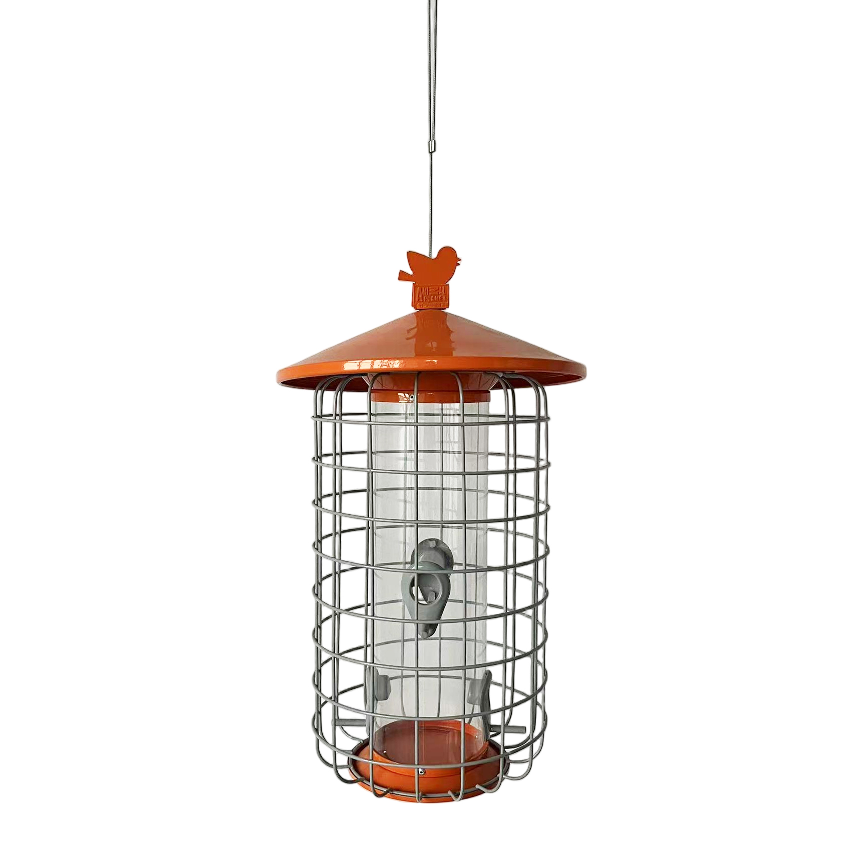Squirrel-Proof Metal Cage Bird Feeder with 4 feeding ports