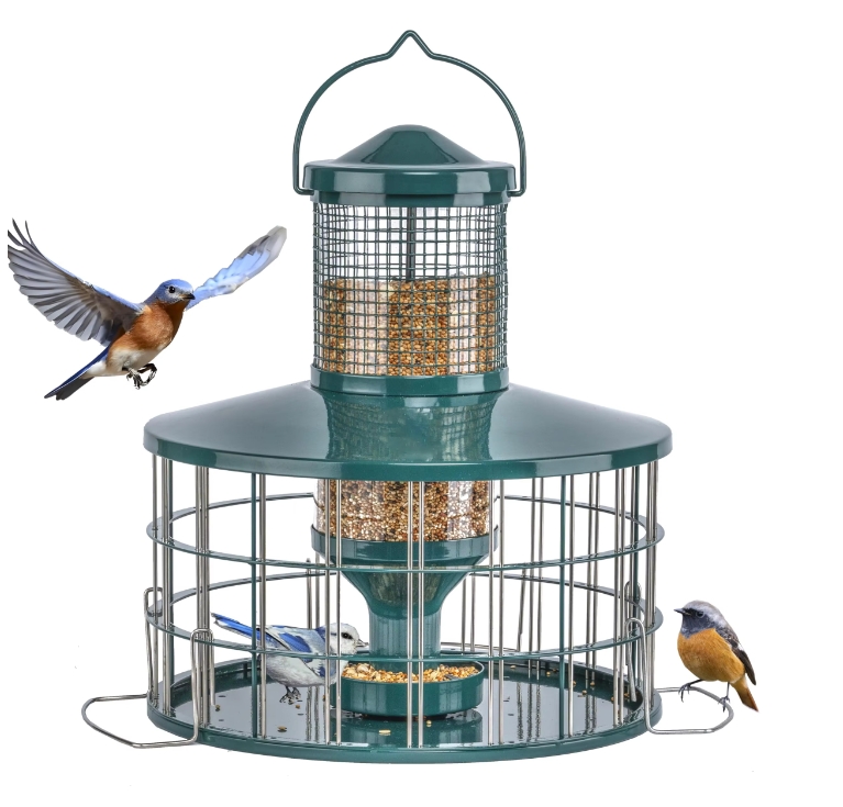 Caged Tube Hanging Wild Bird Feeder