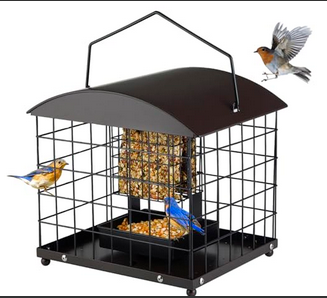 Suet &Seed Wild Bird Feeders with Tray Huge Metal Caged