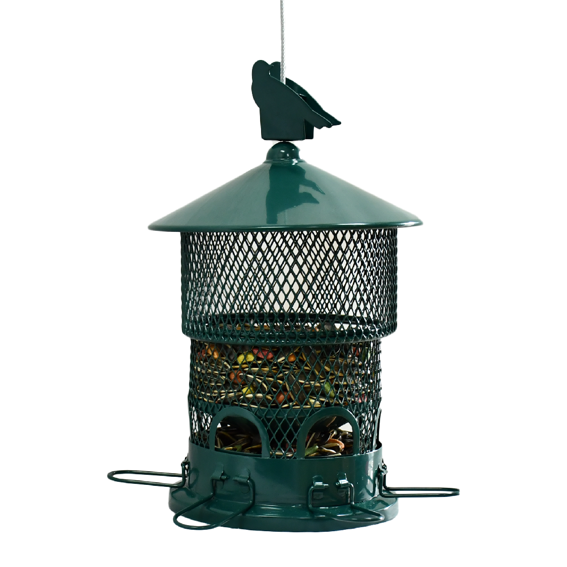 Foldable Iron Nyjer Bird Feeder – 7.4lb Capacity, Squirrel Resistant, 6 Perches, round