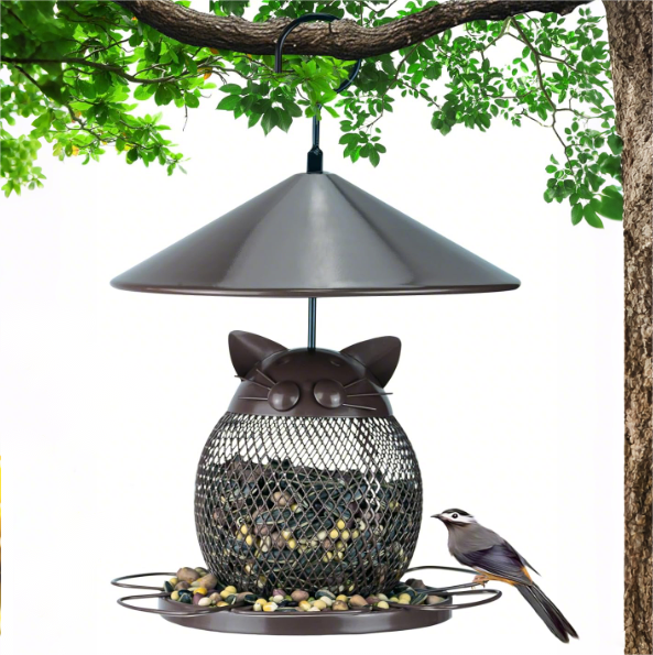 Squirrel proof cute cat nyjer bird feeder
