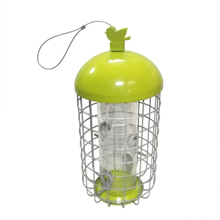 Squirrel-Proof Metal Cage Bird Feeder with 4 feeding ports, round roof