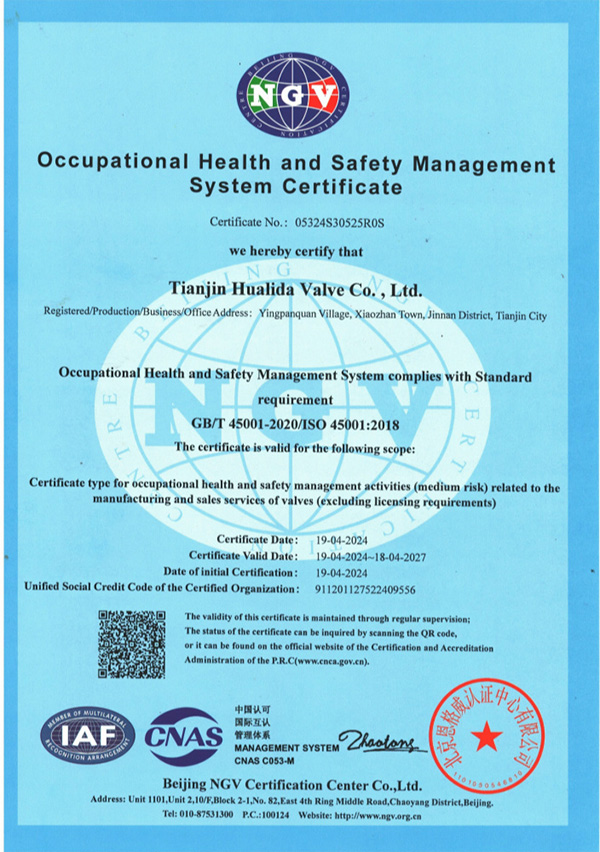 Occupational Health and Safety Management System Certificate