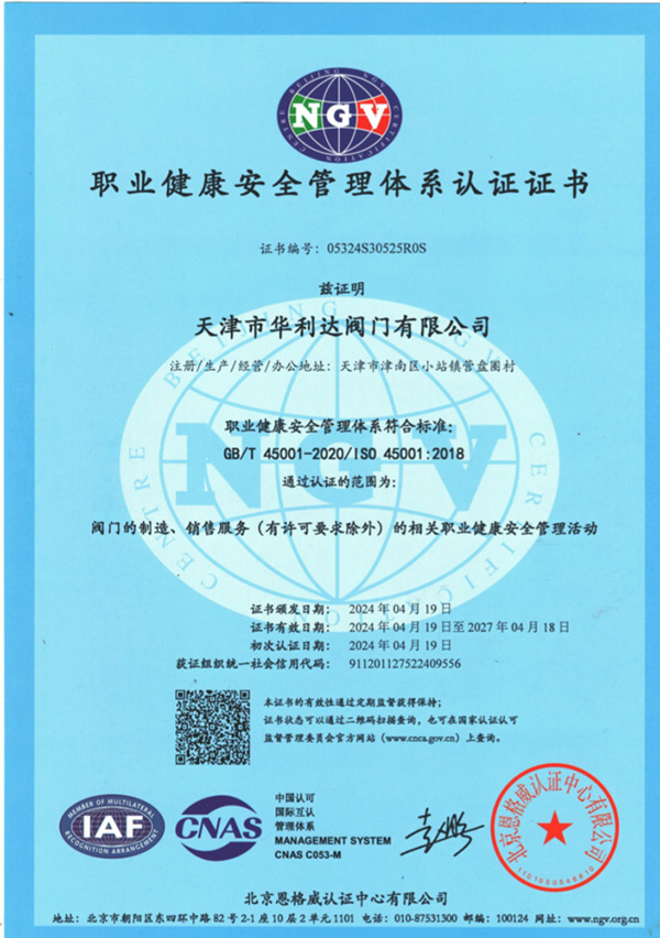 Occupational health and safety management system certification