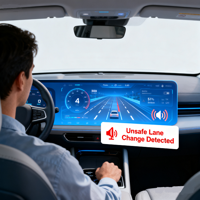 AI-powered systems analyze driving instantly and alert drivers to unsafe actions via audio warnings.