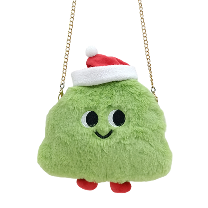 Christmas tree-shaped plush shoulder bag