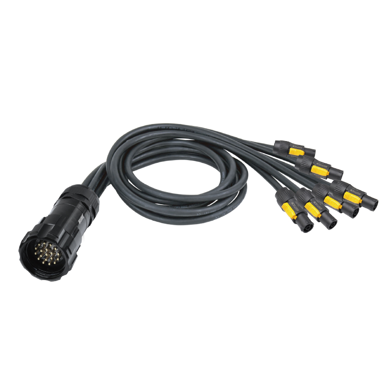 19芯公头(输入)/Powerlead T1 20A母头（输出）一分六散尾