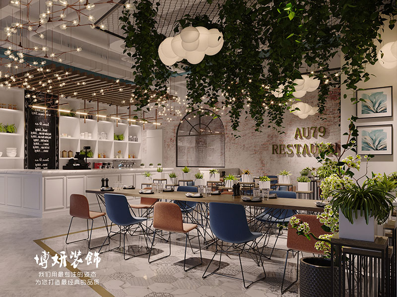 杭州主题餐厅装修设计-清新自然餐厅效果案例图
