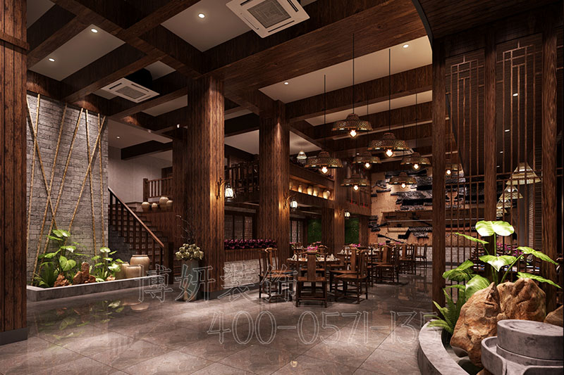 杭州中式风格企业食堂装修设计，杭州专业中式企业食堂装修设计效果欣赏