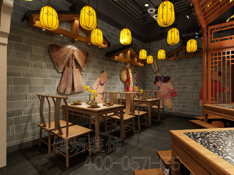 杭州专业衢州菜馆装修设计，杭州正宗中式餐厅装修效果案例