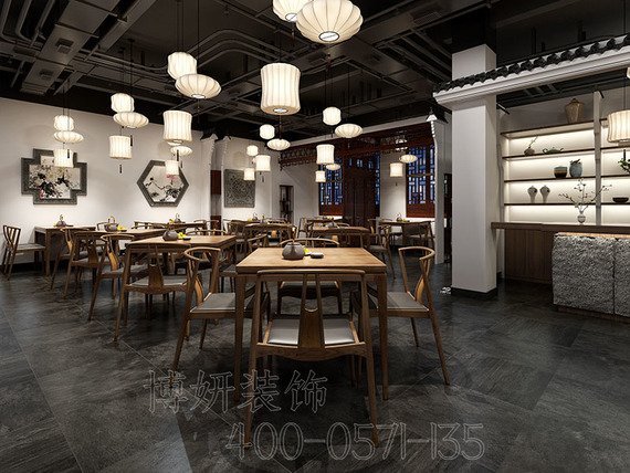杭州高端中式餐厅装修设计-中式餐厅装修效果图