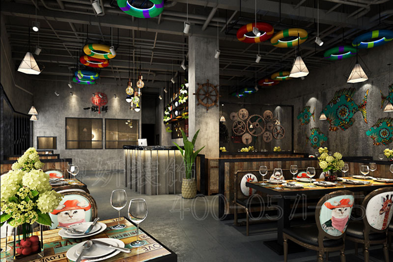 杭州下沙餐饮店装修设计-专业海鲜餐厅案例效果