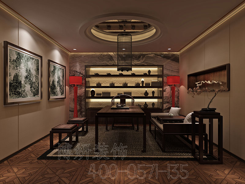 杭州中式茶館茶葉店裝修設計