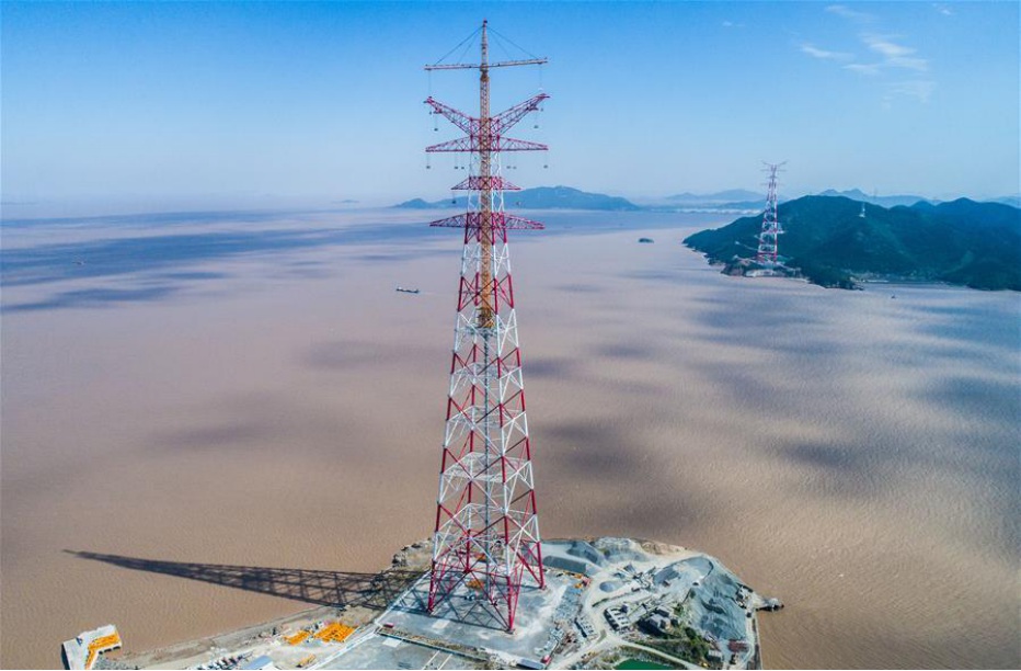 舟山輸電線路工程380米西堠門大跨越高塔