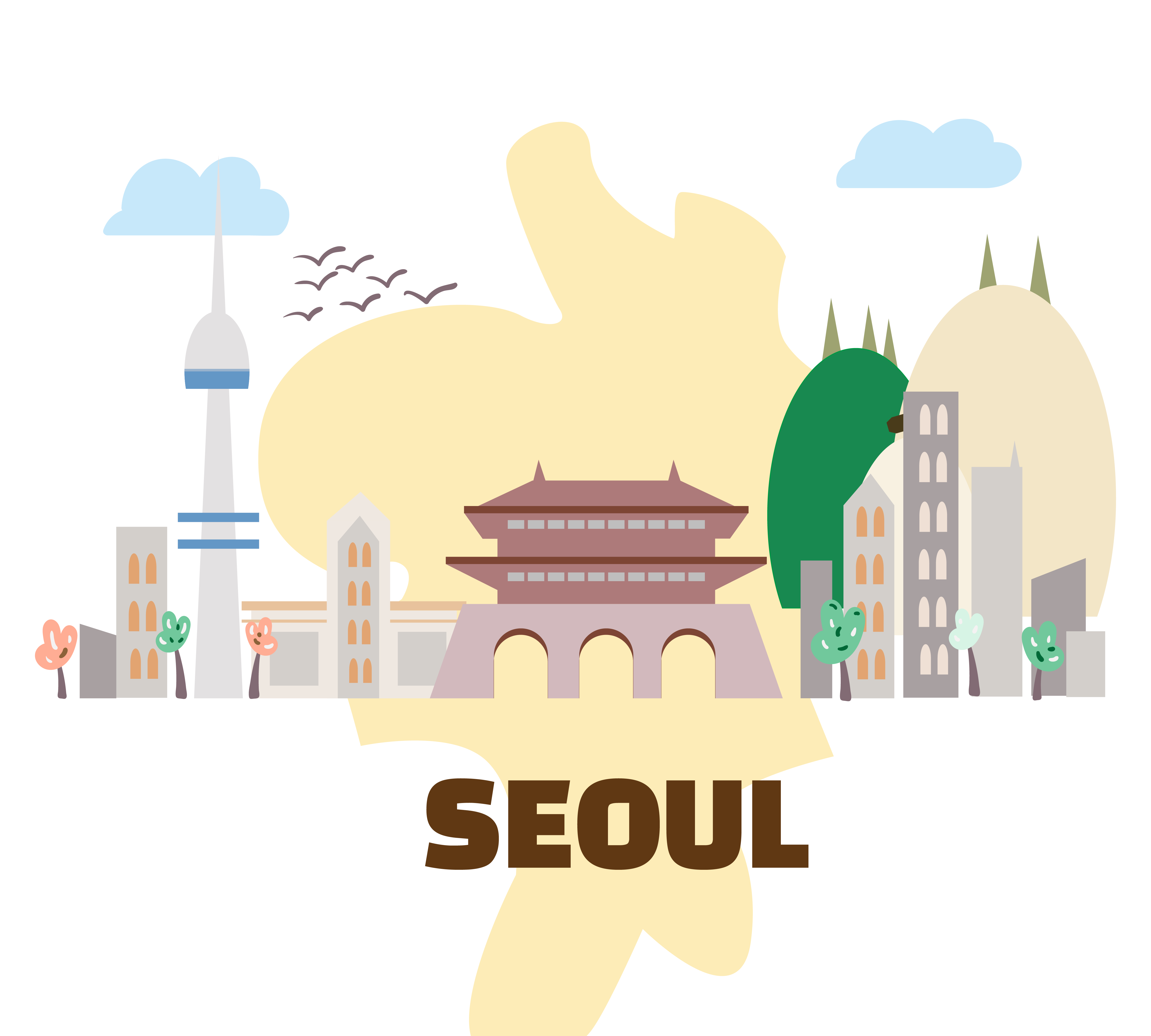 攝圖網_401810740_韓國首爾清新平面旅行觀光地地圖攝化（非企業商用）